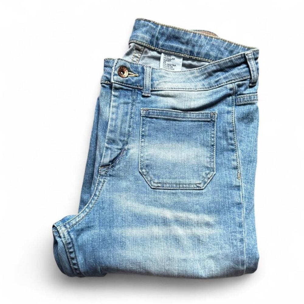 H&M Women’s Mid-Rise 70s Style Retro Casual Faded Wash Flared Denim Jeans — 29 - Picture 8 of 8